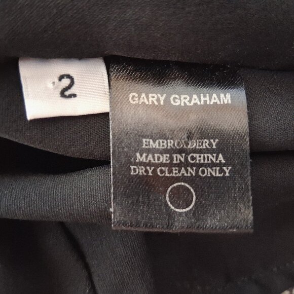 Gary Graham Silk Beaded Shift Dress Sage Green Black Glass Beads SZ 2 - Picture 10 of 12